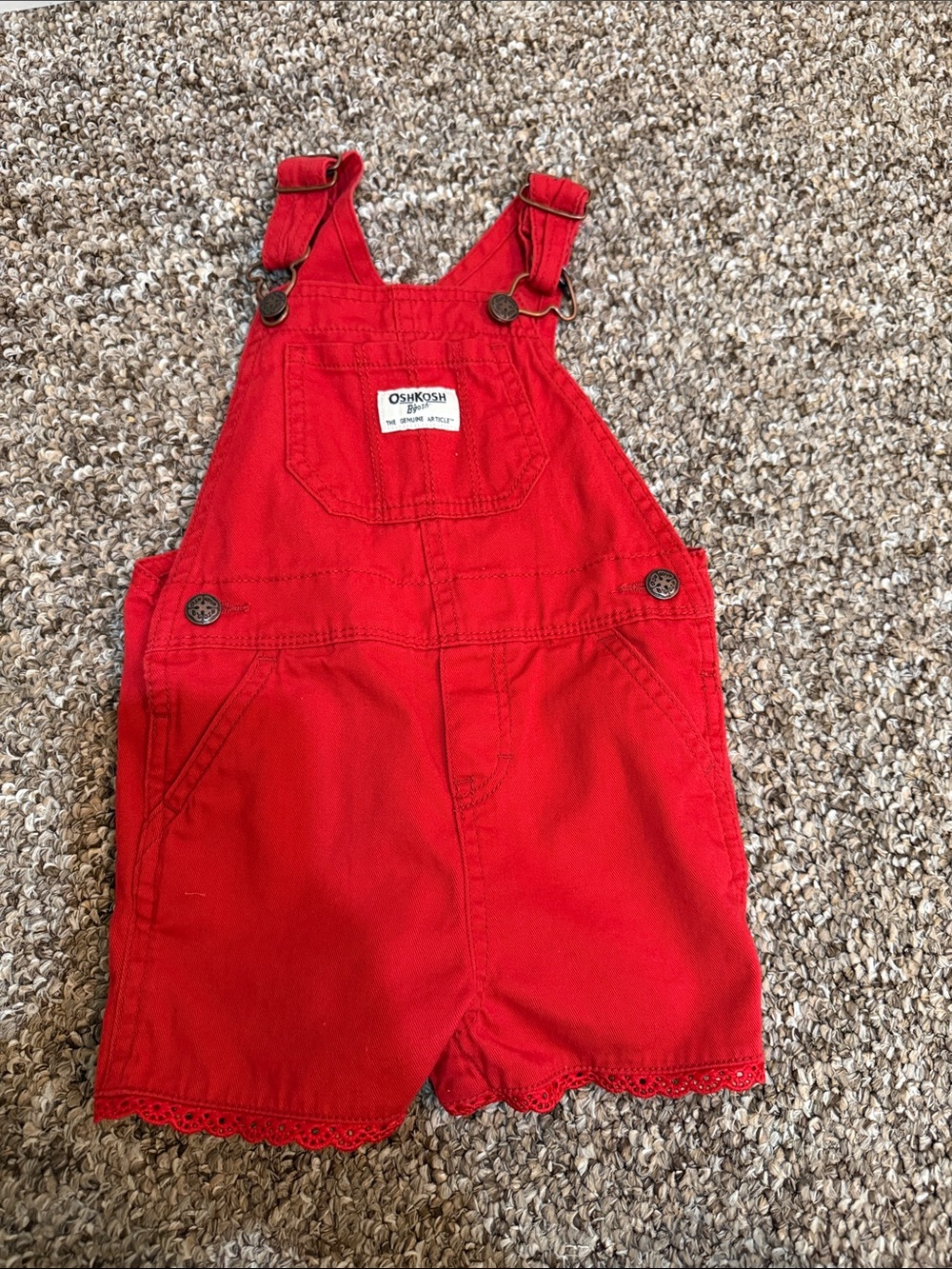 OshKosh B'gosh Bright Red Girls Short Overalls